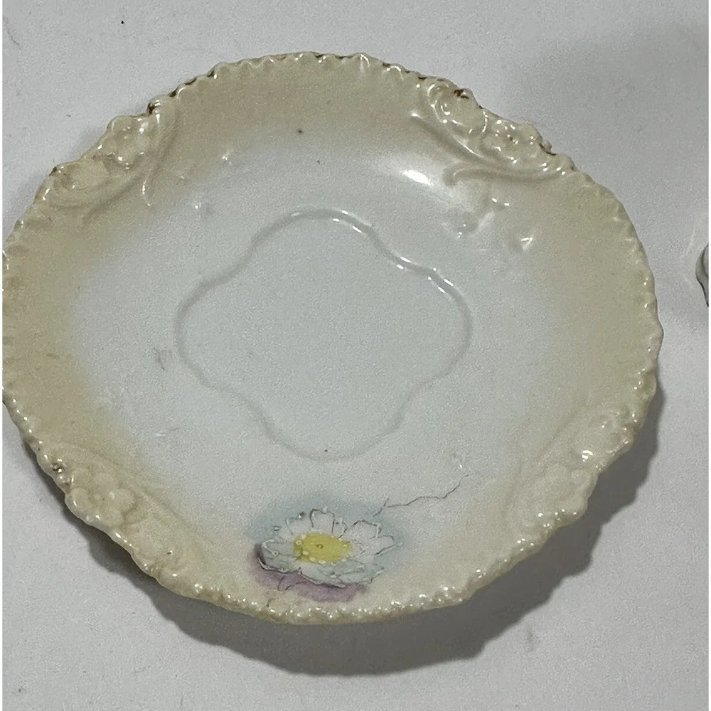 Vintage‎ Victorian Miniature Porcelain Square Floral Tea Cup & Saucer
